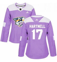 Womens Adidas Nashville Predators 17 Scott Hartnell Authentic Purple Fights Cancer Practice NHL Jersey 