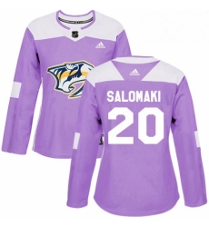 Womens Adidas Nashville Predators 20 Miikka Salomaki Authentic Purple Fights Cancer Practice NHL Jersey 