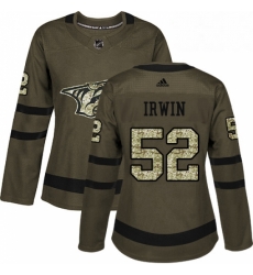 Womens Adidas Nashville Predators 52 Matt Irwin Authentic Green Salute to Service NHL Jersey 