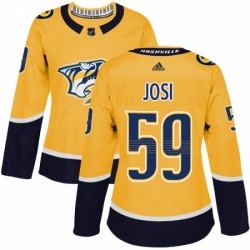 Womens Adidas Nashville Predators 59 Roman Josi Authentic Gold Home NHL Jersey 