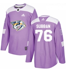 Youth Adidas Nashville Predators 76 PK Subban Authentic Purple Fights Cancer Practice NHL Jersey 