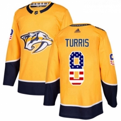 Youth Adidas Nashville Predators 8 Kyle Turris Authentic Gold USA Flag Fashion NHL Jersey 