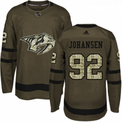 Youth Adidas Nashville Predators 92 Ryan Johansen Authentic Green Salute to Service NHL Jersey 