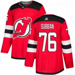 Devils #76 P  K  Subban Red Home Authentic Stitched Hockey Jersey