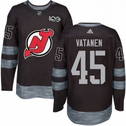 Mens Adidas New Jersey Devils 45 Sami Vatanen Authentic Black 1917 2017 100th Anniversary NHL Jersey 