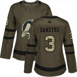 Womens Adidas New Jersey Devils 3 Ken Daneyko Authentic Green Salute to Service NHL Jersey 