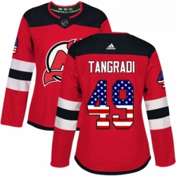 Womens Adidas New Jersey Devils 49 Eric Tangradi Authentic Red USA Flag Fashion NHL Jersey 