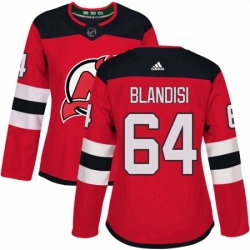 Womens Adidas New Jersey Devils 64 Joseph Blandisi Authentic Red Home NHL Jersey 