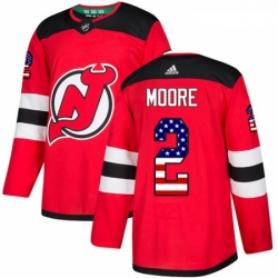 Youth Adidas New Jersey Devils 2 John Moore Authentic Red USA Flag Fashion NHL Jersey 