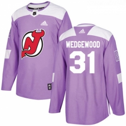 Youth Adidas New Jersey Devils 31 Scott Wedgewood Authentic Purple Fights Cancer Practice NHL Jersey 