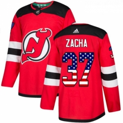 Youth Adidas New Jersey Devils 37 Pavel Zacha Authentic Red USA Flag Fashion NHL Jersey 