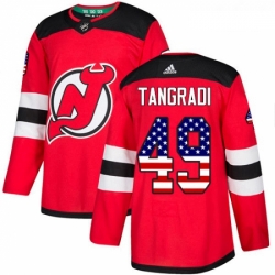 Youth Adidas New Jersey Devils 49 Eric Tangradi Authentic Red USA Flag Fashion NHL Jersey 