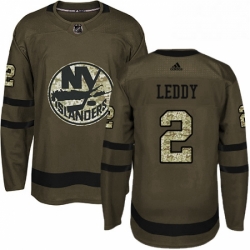 Mens Adidas New York Islanders 2 Nick Leddy Premier Green Salute to Service NHL Jersey 