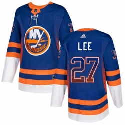 Mens Adidas New York Islanders 27 Anders Lee Authentic Royal Blue Drift Fashion NHL Jersey 