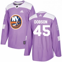 Mens Adidas New York Islanders 45 Noah Dobson Authentic Purple Fights Cancer Practice NHL Jersey 