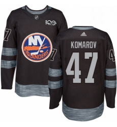 Mens Adidas New York Islanders 47 Leo Komarov Authentic Black 1917 2017 100th Anniversary NHL Jersey 