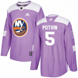 Mens Adidas New York Islanders 5 Denis Potvin Authentic Purple Fights Cancer Practice NHL Jersey 