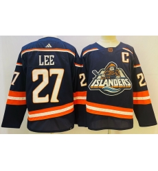 Men's New York Islanders #27 Anders Lee 2022 Navy Reverse Retro 2.0 Stitched Jersey