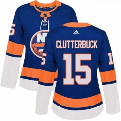 Womens Adidas New York Islanders 15 Cal Clutterbuck Premier Royal Blue Home NHL Jersey 