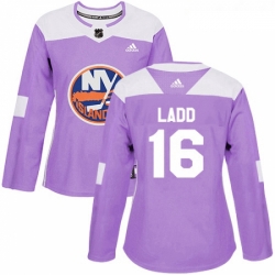 Womens Adidas New York Islanders 16 Andrew Ladd Authentic Purple Fights Cancer Practice NHL Jersey 