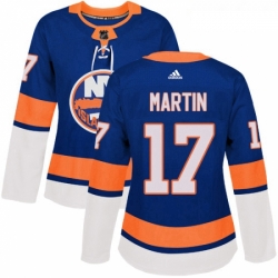 Womens Adidas New York Islanders 17 Matt Martin Authentic Royal Blue Home NHL Jersey 