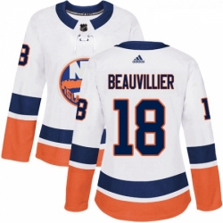 Womens Adidas New York Islanders 18 Anthony Beauvillier Authentic White Away NHL Jersey 