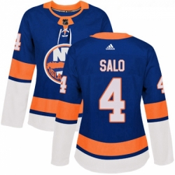 Womens Adidas New York Islanders 4 Robin Salo Authentic Royal Blue Home NHL Jersey 