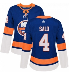 Womens Adidas New York Islanders 4 Robin Salo Premier Royal Blue Home NHL Jersey 