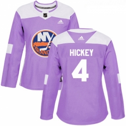 Womens Adidas New York Islanders 4 Thomas Hickey Authentic Purple Fights Cancer Practice NHL Jersey 