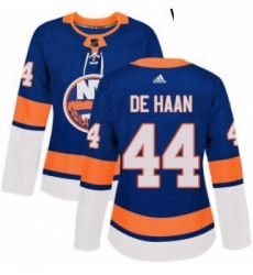 Womens Adidas New York Islanders 44 Calvin de Haan Premier Royal Blue Home NHL Jersey 