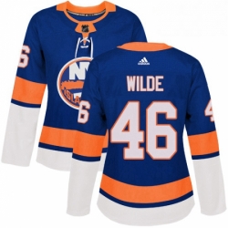 Womens Adidas New York Islanders 46 Bode Wilde Premier Royal Blue Home NHL Jersey 