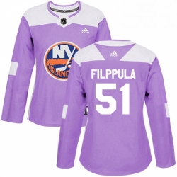 Womens Adidas New York Islanders 51 Valtteri Filppula Authentic Purple Fights Cancer Practice NHL Jersey 