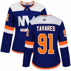 Womens Adidas New York Islanders 91 John Tavares Premier Blue Alternate NHL Jersey 