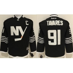 Islanders #91 John Tavares Black Alternate Stitched Youth NHL Jersey