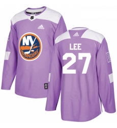 Youth Adidas New York Islanders 27 Anders Lee Authentic Purple Fights Cancer Practice NHL Jersey 