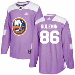 Youth Adidas New York Islanders 86 Nikolay Kulemin Authentic Purple Fights Cancer Practice NHL Jersey 