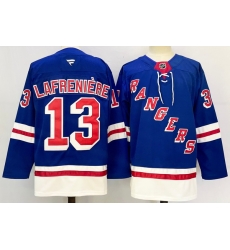 Men New York Rangers 13 Alexis Lafreniere Royal 2024 25 Home With A Patch Stitched Hockey Jersey