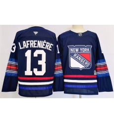 Men New York Rangers 13 Alexis LafreniereNavy 2024 25 Stitched Jersey