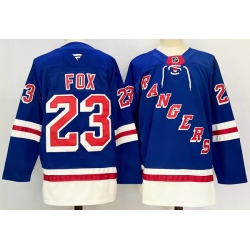 Men New York Rangers 23 Adam Fox Royal 2024 25 Home With A Patch Stitched Hockey Jersey