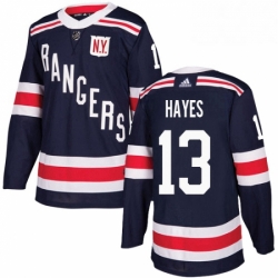 Mens Adidas New York Rangers 13 Kevin Hayes Authentic Navy Blue 2018 Winter Classic NHL Jersey 