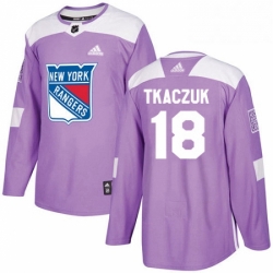 Mens Adidas New York Rangers 18 Walt Tkaczuk Authentic Purple Fights Cancer Practice NHL Jersey 