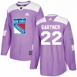 Mens Adidas New York Rangers 22 Mike Gartner Authentic Purple Fights Cancer Practice NHL Jersey 