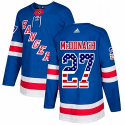 Mens Adidas New York Rangers 27 Ryan McDonagh Authentic Royal Blue USA Flag Fashion NHL Jersey 