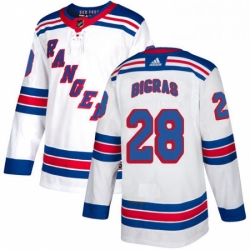 Mens Adidas New York Rangers 28 Chris Bigras Authentic White Away NHL Jersey 