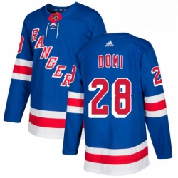 Mens Adidas New York Rangers 28 Tie Domi Premier Royal Blue Home NHL Jersey 