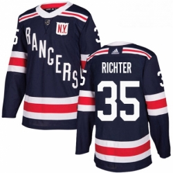 Mens Adidas New York Rangers 35 Mike Richter Authentic Navy Blue 2018 Winter Classic NHL Jersey 