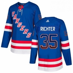 Mens Adidas New York Rangers 35 Mike Richter Authentic Royal Blue Drift Fashion NHL Jersey 