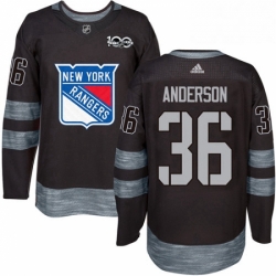 Mens Adidas New York Rangers 36 Glenn Anderson Premier Black 1917 2017 100th Anniversary NHL Jersey 