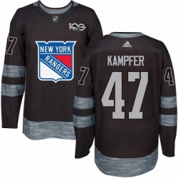 Mens Adidas New York Rangers 47 Steven Kampfer Authentic Black 1917 2017 100th Anniversary NHL Jersey 