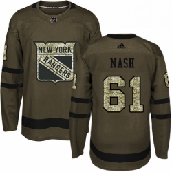 Mens Adidas New York Rangers 61 Rick Nash Premier Green Salute to Service NHL Jersey 